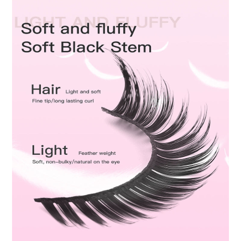 15Pairs Fluffy Cat Eye Lashes Natural 3D Wispy Look